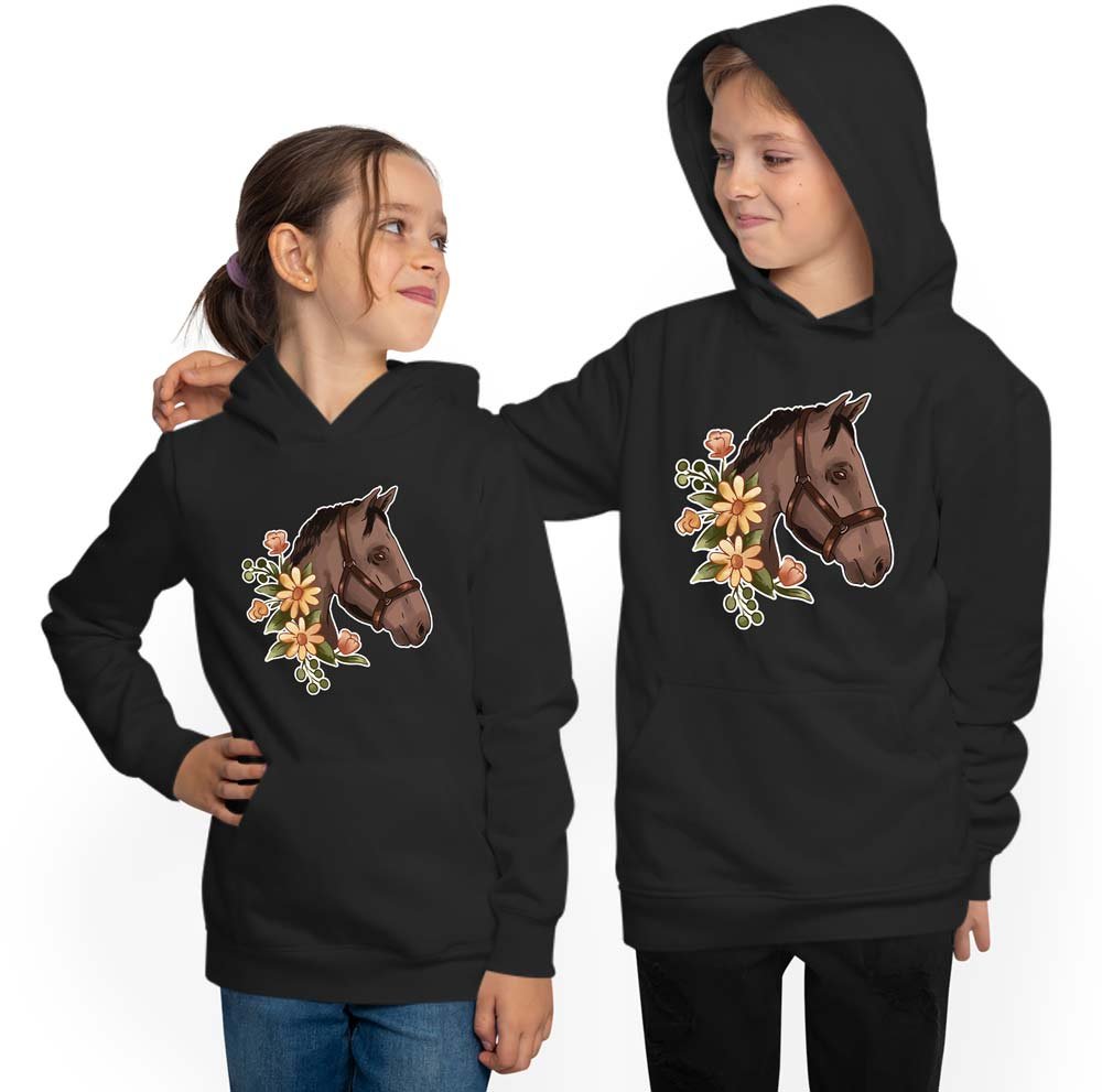 Hooded Sweater Hoodie Kids - brown horse head